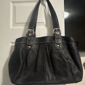 Elegant Black Leather Tote Bag